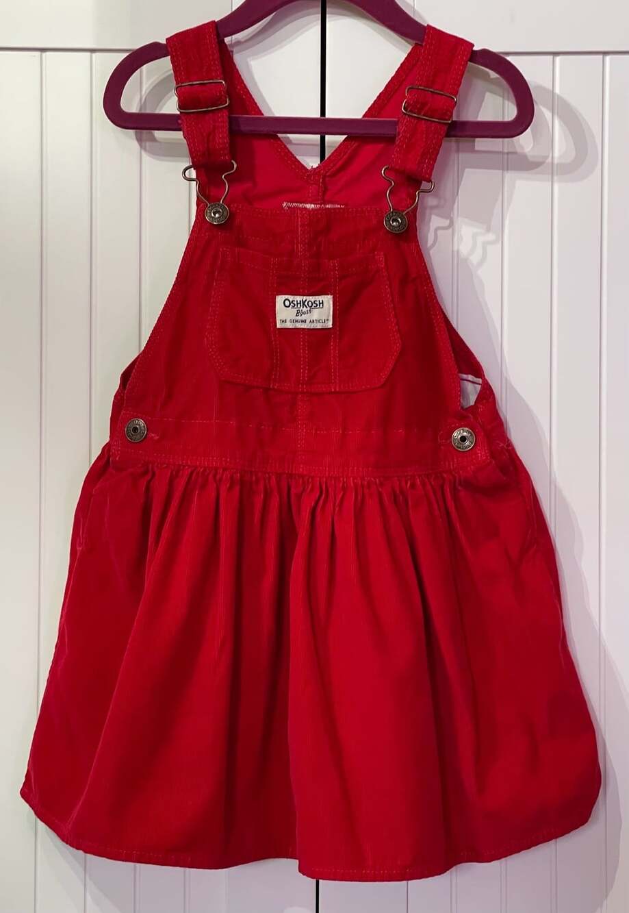 OshKosh B'gosh Corduroy Overall Dress Size 4T Red